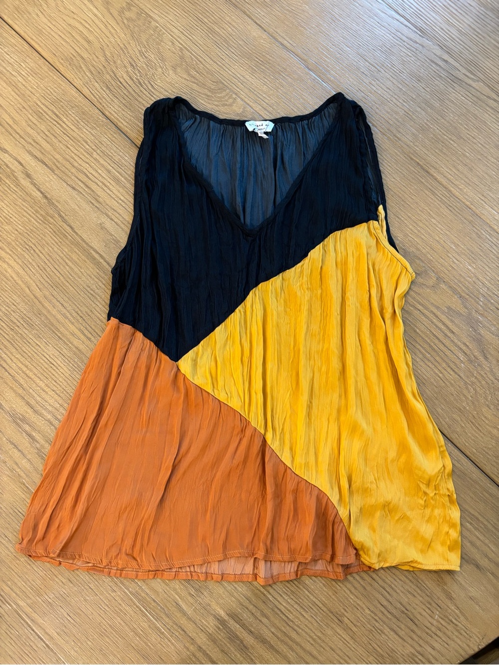 Current Air Colorblock V-Neck Tank in Navy, Yellow & Orange 0170